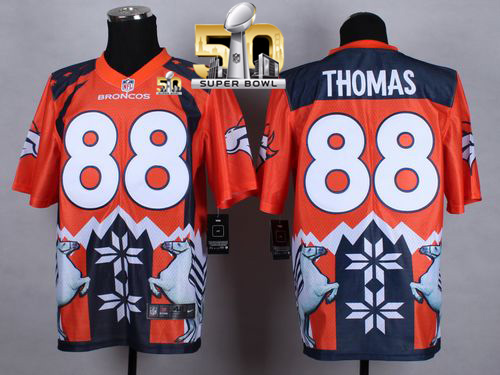 Nike Broncos #88 Demaryius Thomas Orange Super Bowl 50 Men's Stitched NFL Elite Noble Fashion Jersey